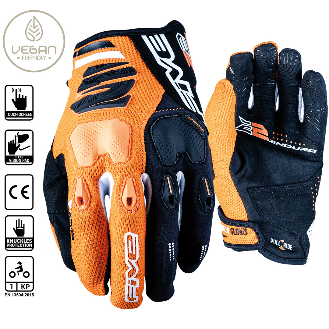 Five E2 Enduro Gloves Orange Black - Image 1