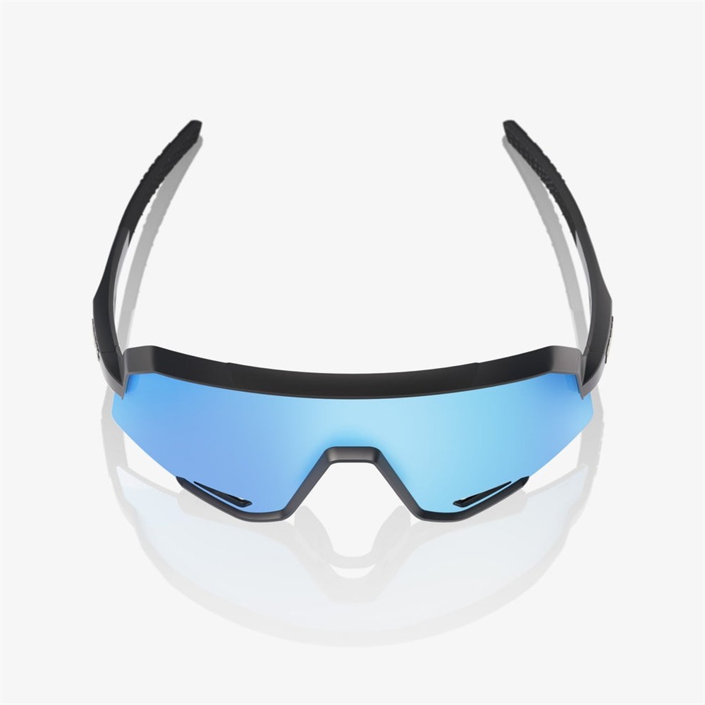 100% Slendale Matte Black Sunglasses HiPER Blue Mirror Lens