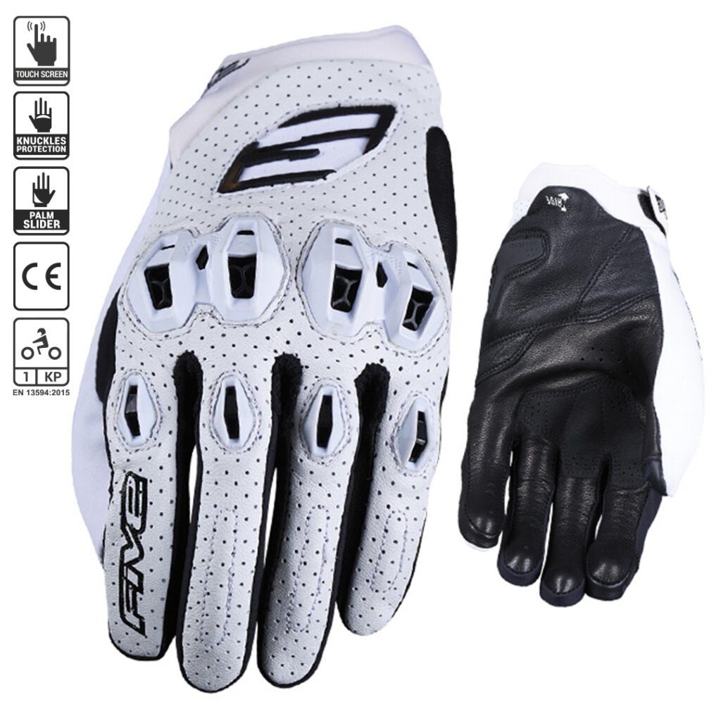 FIVE Stunt EVO 2 Leather Vented Road Gloves White