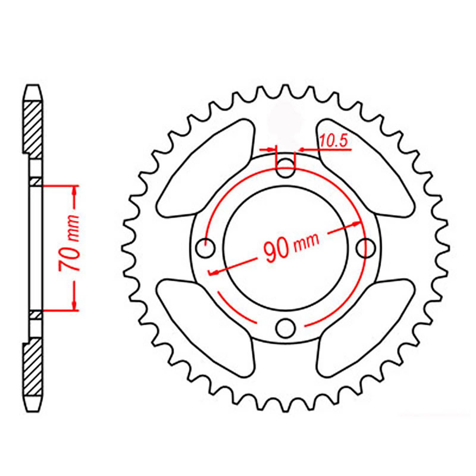 SPKT REAR OE STEEL 264 45T #428 - Image 1