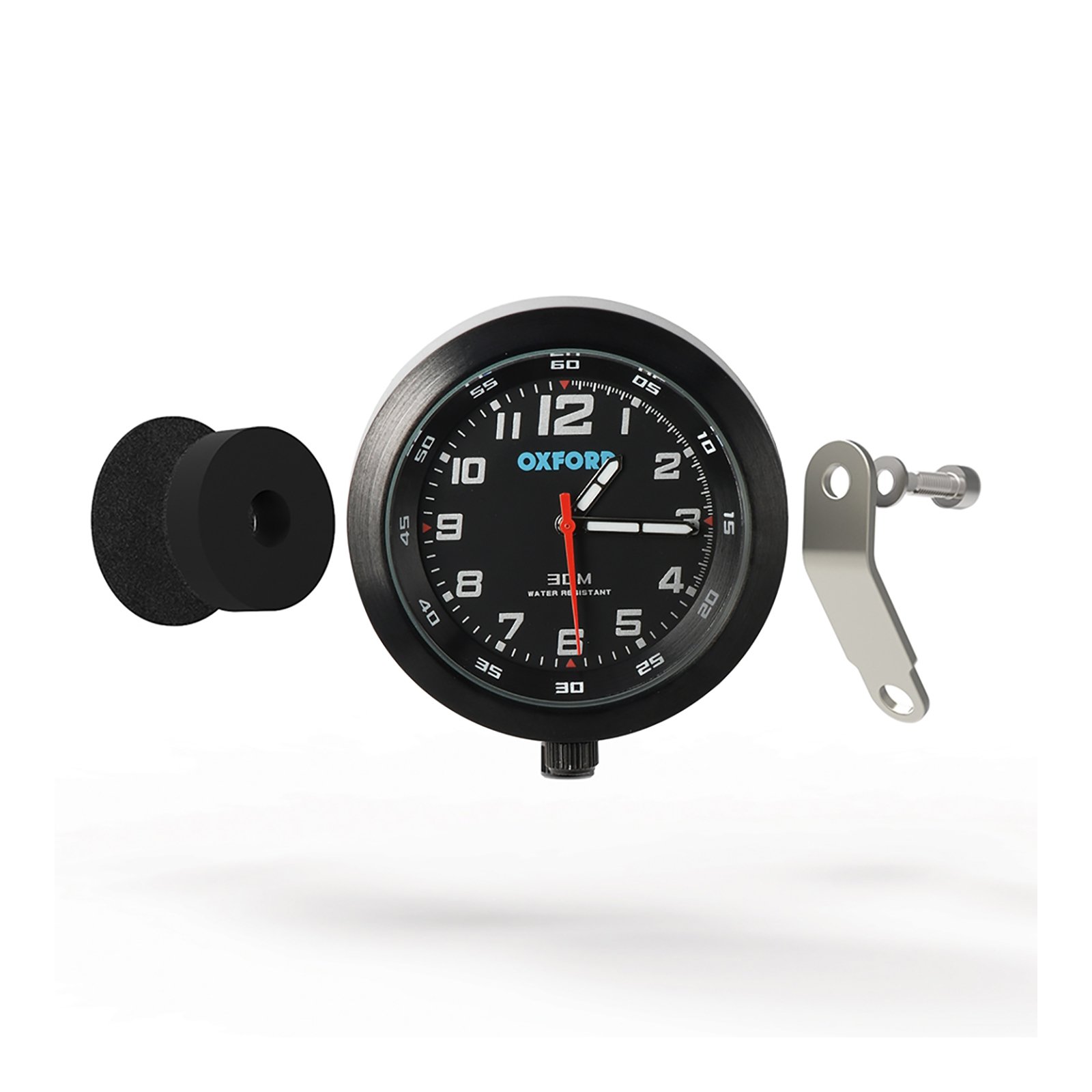 OXFORD CLOCK BLK CASE & BLK FACE W/BRKT (NEW) - Image 1