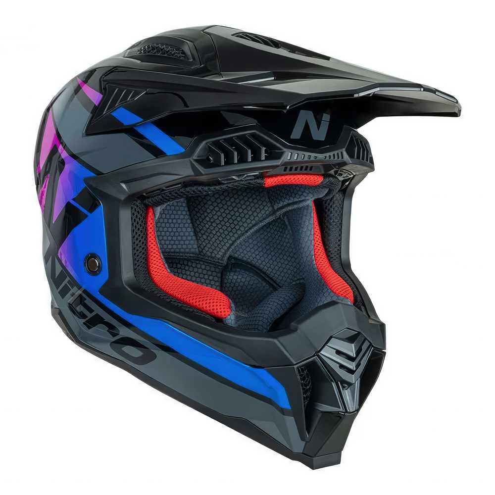 Nitro MX710 Onyx Motocross Helmet Black/Pink/Blue
