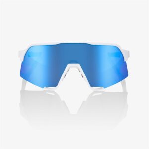 100% S3 Matte White Sunglasses HiPER Blue Mirror Lens - Image 2