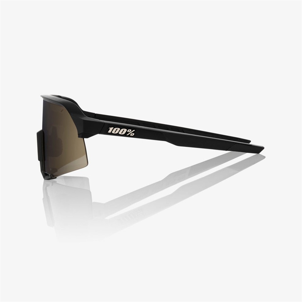 100% S3 Soft Tact Black Sunglasses Soft Gold Mirror Lens