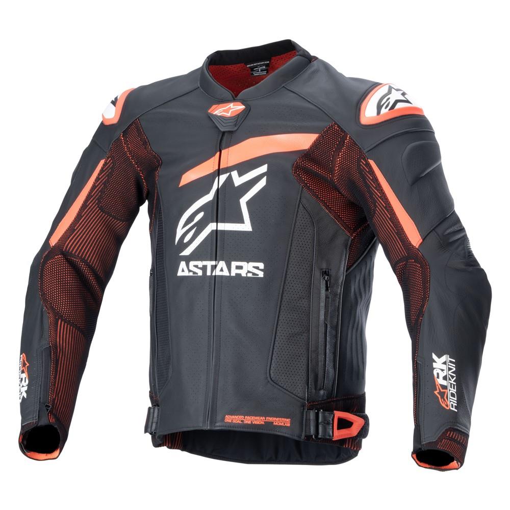 Alpinestars GP Plus R v4 Rideknit Leather Jacket Black/Red Fluoro/White