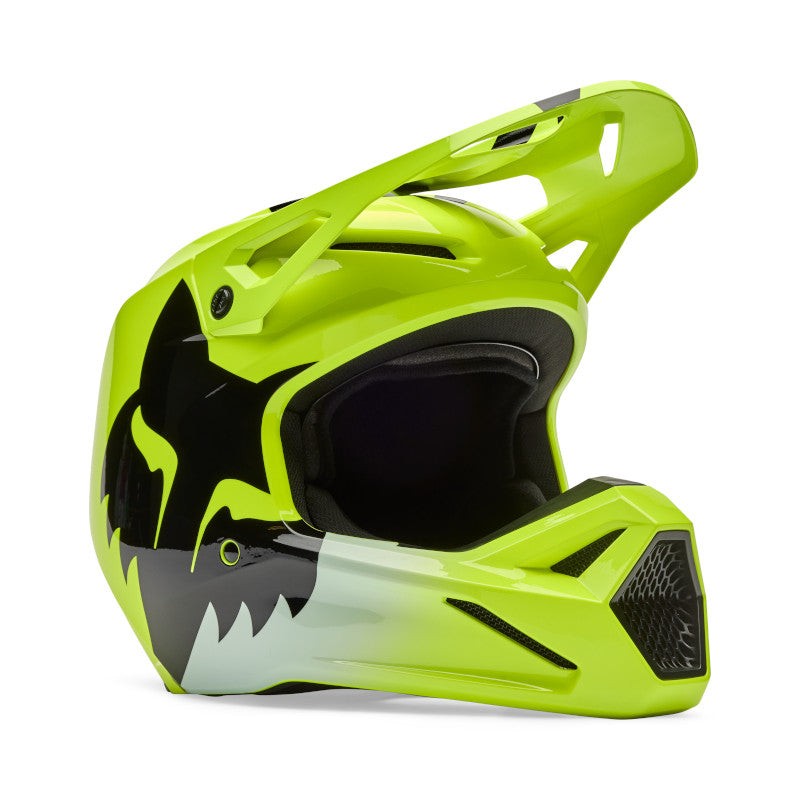 Fox V1 Shield Motocross Helmet Fluro Yellow