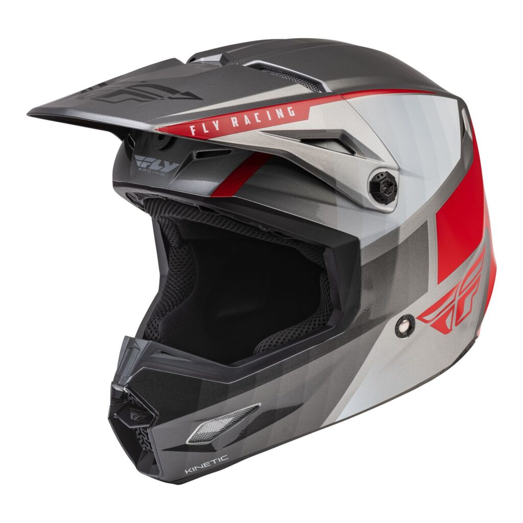 Fly Kinetic Drift Motocross Helmet Charcoal/Grey/Red