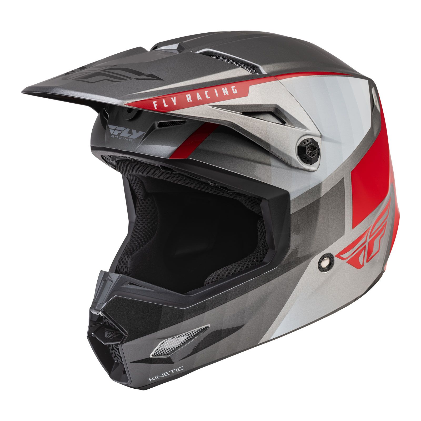 Fly Kinetic Drift Motocross Helmet Charcoal/Grey/Red - Image 1
