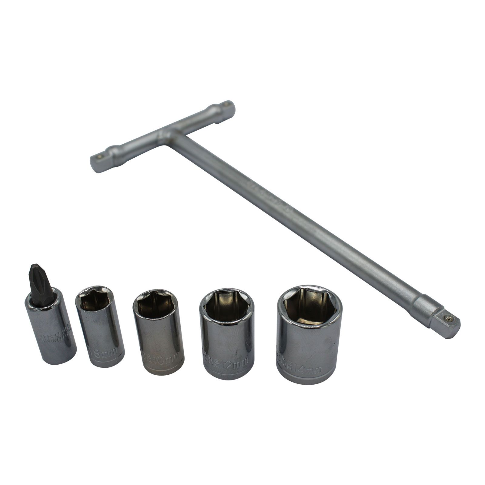 WHITES MINI T-HANDLE SOCKET SET 6/8/10/12/14MM+PHILLIPS#2 - Image 1