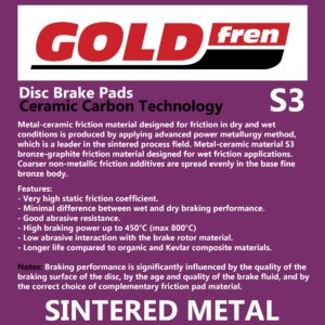 BRAKE PADS GOLDFREN SINTERED SPORTS GF311 - S3 ( PH459 ) - Image 2