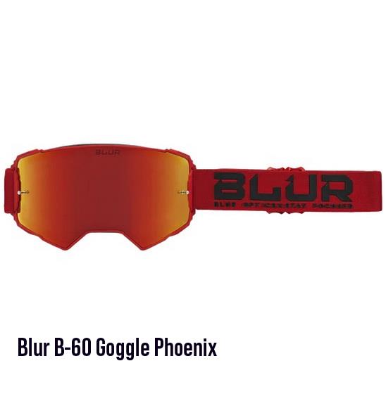 Blur B-60 Phoenix Motocross Goggles Matte Red Rad-Red Lens