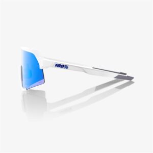 100% S3 Matte White Sunglasses HiPER Blue Mirror Lens - Image 3