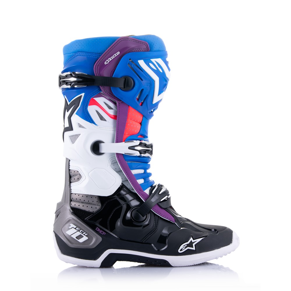 Alpinestars Tech-10 Supervented Motocross Boots Black/Enamel Blue/Purple/White