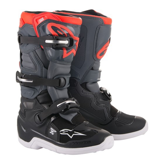 Motocross Boots Alpinestars Tech-7s Youth Black/Dark Gray/Red Fluro