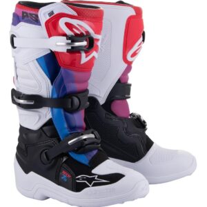 Alpinestars Tech-7 Motocross Boots Youth White/Black/Rainbow - Image 1