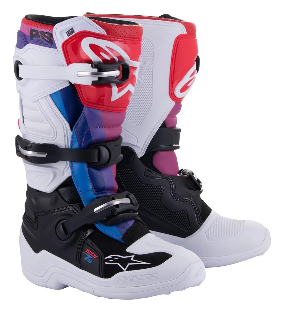 Alpinestars Tech-7 Motocross Boots Youth White/Black/Rainbow