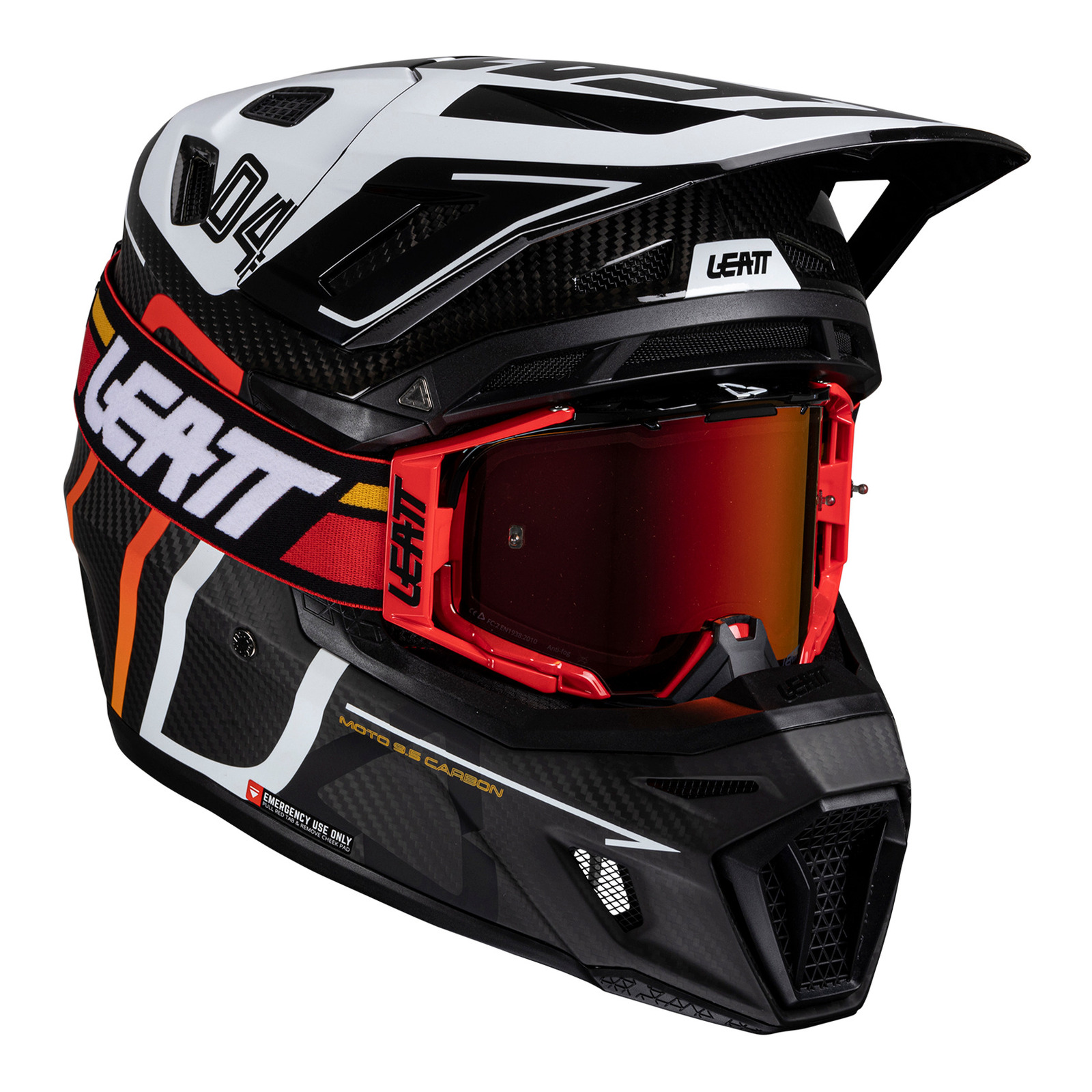 Leatt 9.5 Motocross Helmet Kit - Carbon / White - Image 1
