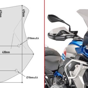GIVI SCREEN BMW R 1200/1250 GS/GSA '16-> SMOKE 5cm TALLER (NEEDS KIT) - Image 1