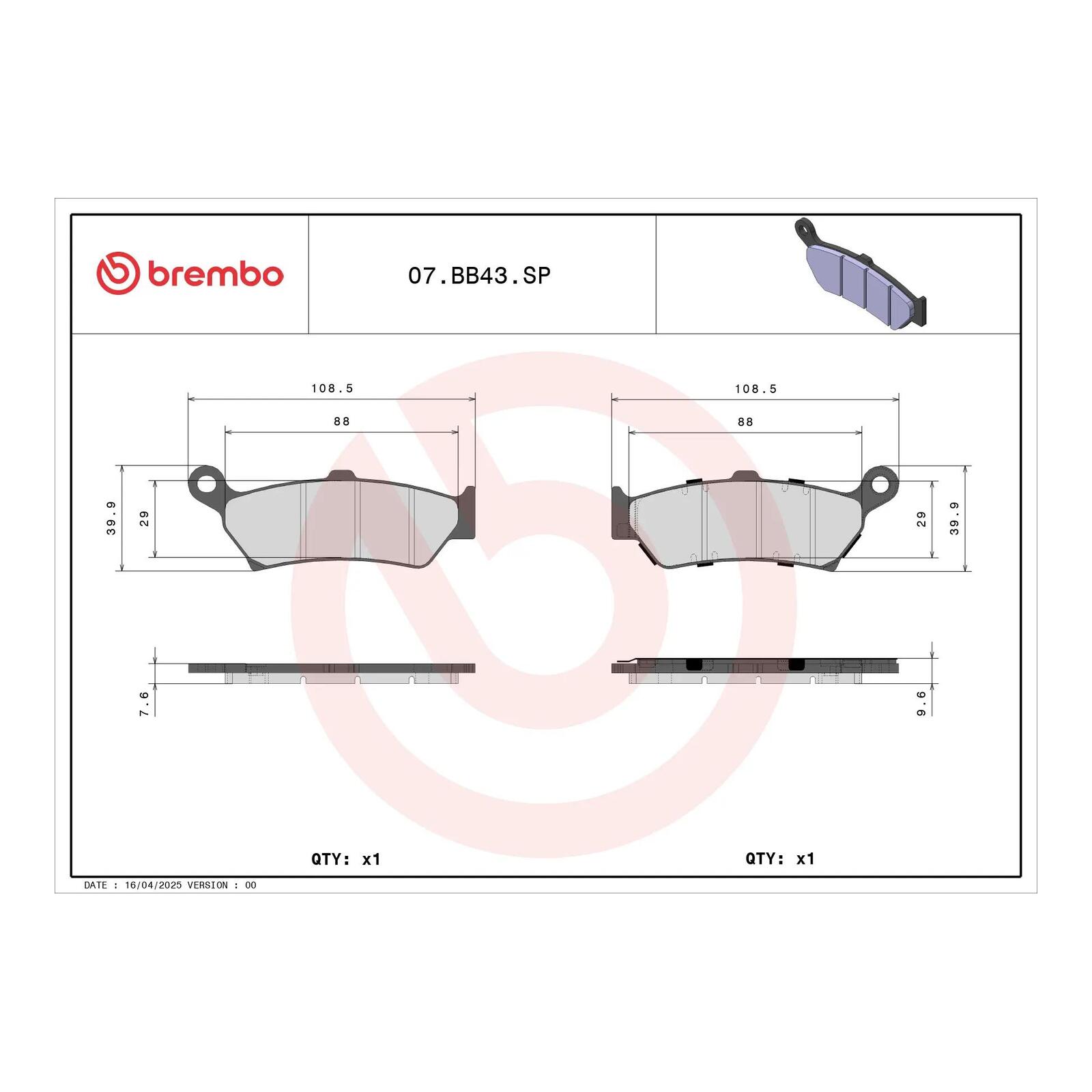 Brembo Brake Pad - Sintered Rear - Image 4