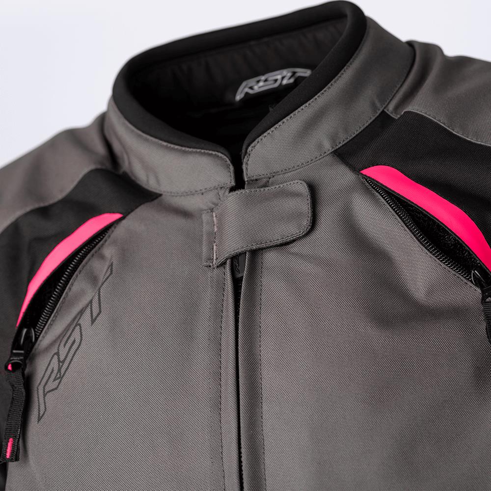RST AVA CE Textile Road Jacket Ladies Black/Neon Pink
