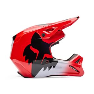 Fox V1 Shield Motocross Helmet Youth Fluro Red - Image 1