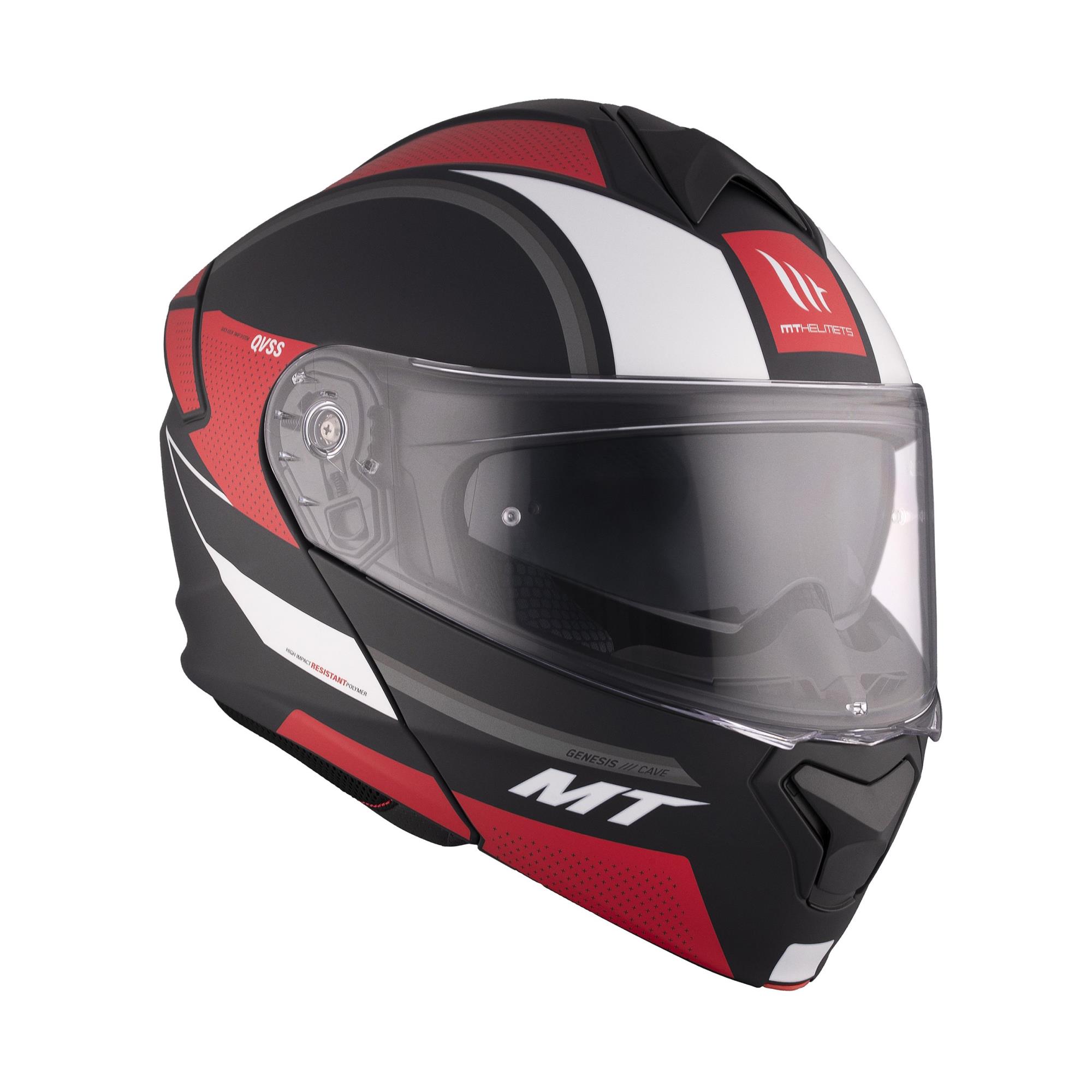 MT Genesis SV Cave Flip Front Helmet Matte Black/Red/White - Image 1