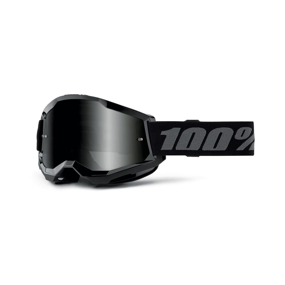 100% Strata 2 Sand Motocross Goggle Black - Smoke Lens