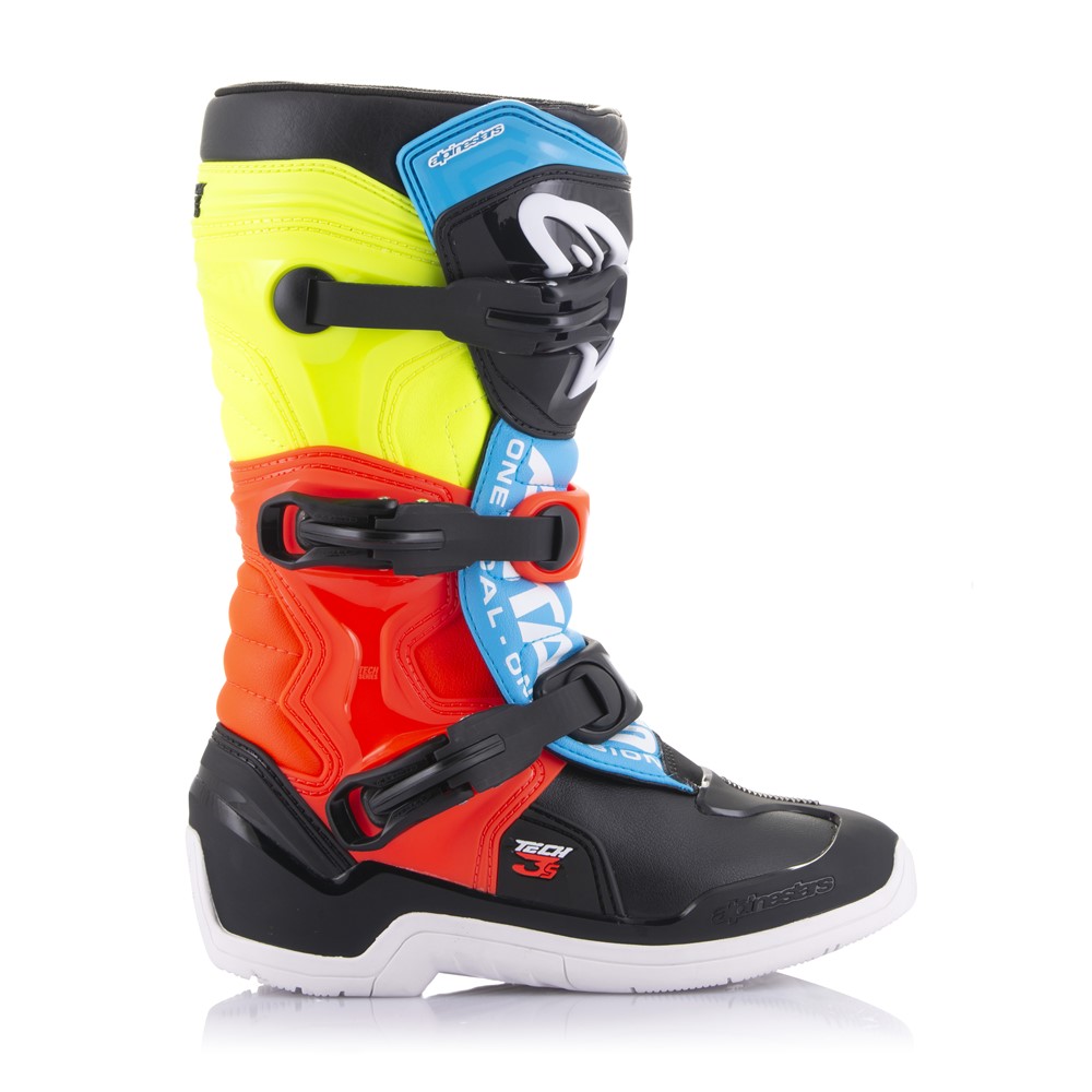 Alpinestars Tech-3S Youth Black/Yellow Fluoro/Red Fluoro Motocross Boots