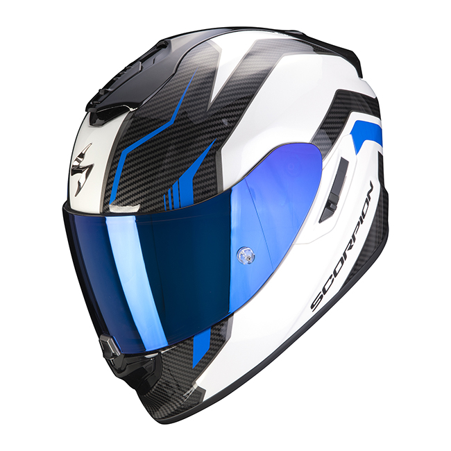 Scorpion EXO-1400 Fortuna White/Blue Road Helmet
