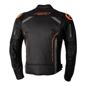 RST S1 Leather Road Jacket Back/Grey/Neon Orange - Image 2