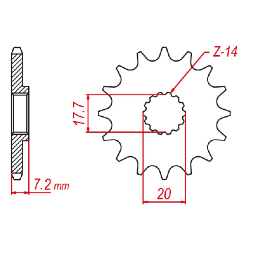SPKT FRONT OE STEEL YZ65 14T #420