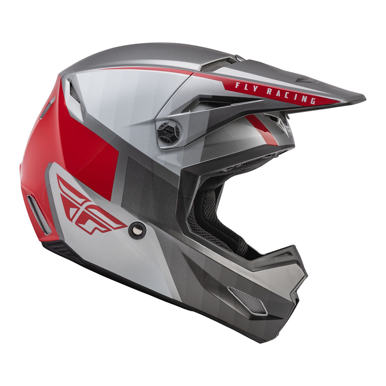 Fly Kinetic Drift Motocross Helmet Charcoal/Grey/Red - Image 2