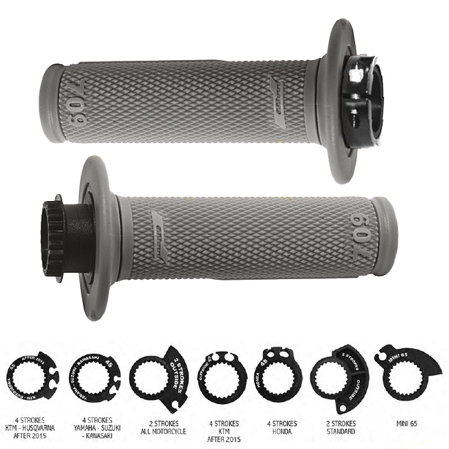 Lock on Grips Grey 22/25mm 7 throttle Cams Progrip [A]