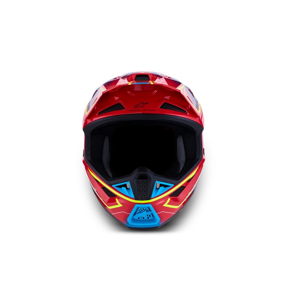 Alpinestars S-M7 Cast Motocross Helmet Red/Yellow Fluoro/Blue Gloss