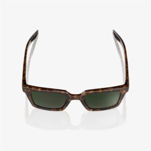 100% Erba Gloss Havana Sunglasses Grey/Green Lens - Image 4