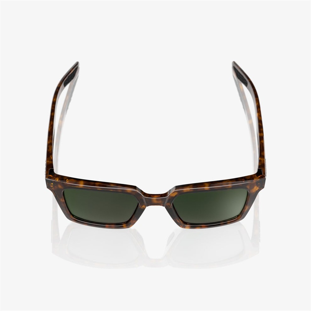 100% Erba Gloss Havana Sunglasses Grey/Green Lens