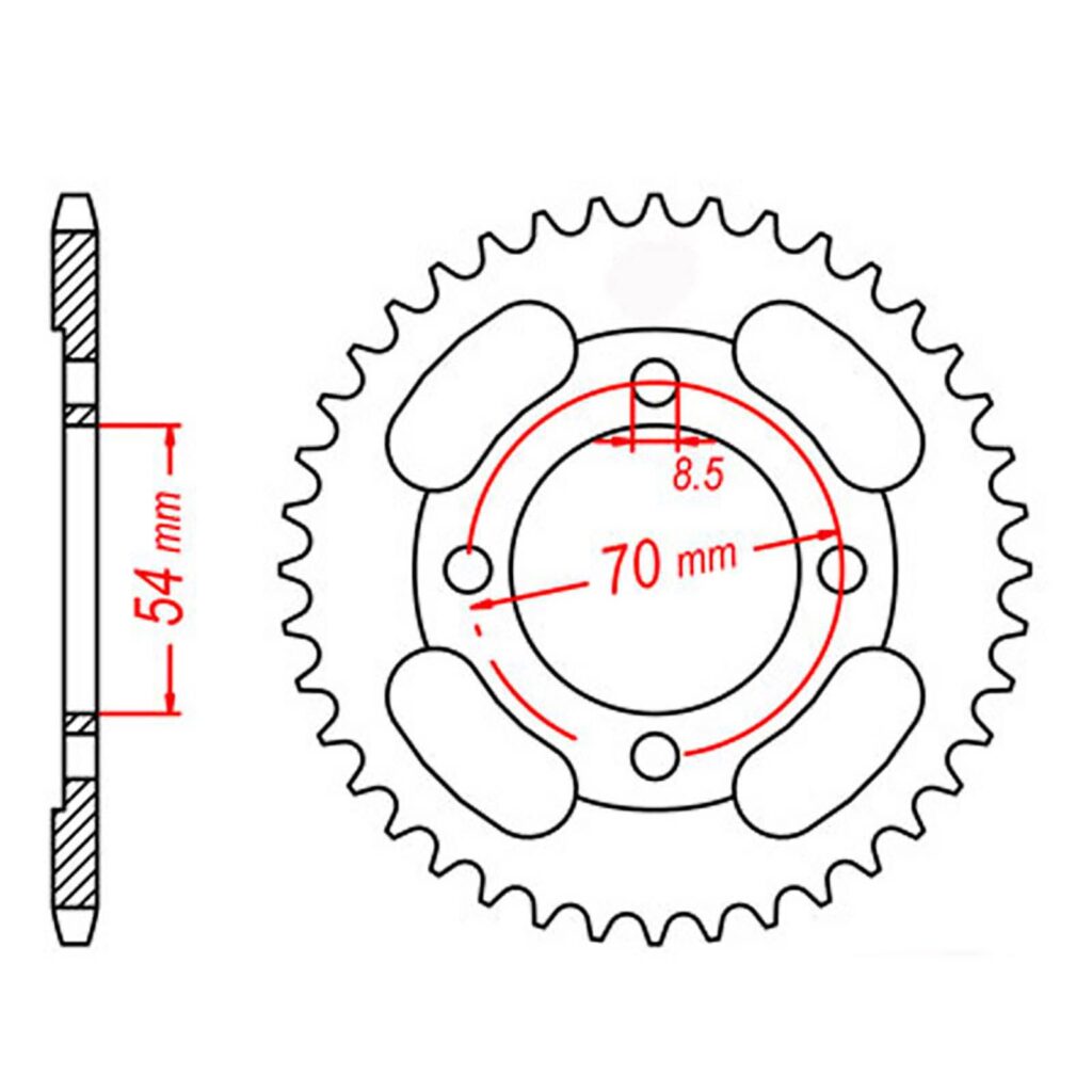 SPKT REAR OE STEEL 263 45T #428