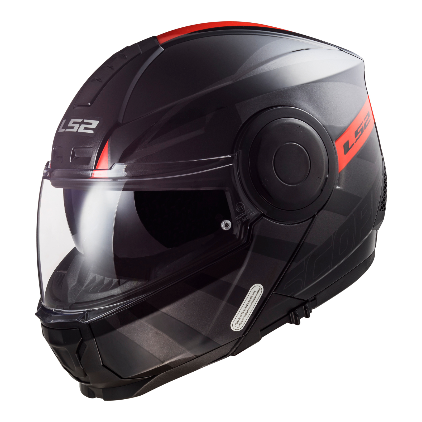 LS2 FF902 Scope HAMR Flip Front Helmet Gloss Black Titanium / Red - Image 1