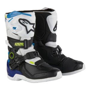 Alpinestars Tech-3S Motocross Boots Kids White/Black/Enamel Blue - Image 1