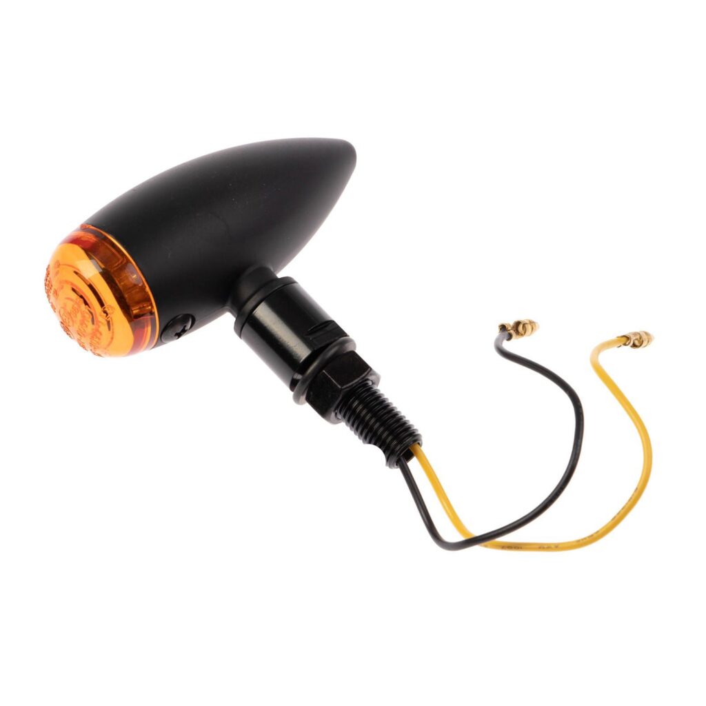 WHITES LED SLIMLINE BULLET FLASHER SET PLAIN SATIN BLK /AM