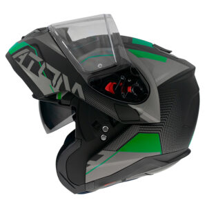 MT Atom SV Flip Front Helmet Quak Matte Black/Fluro Green - Image 2