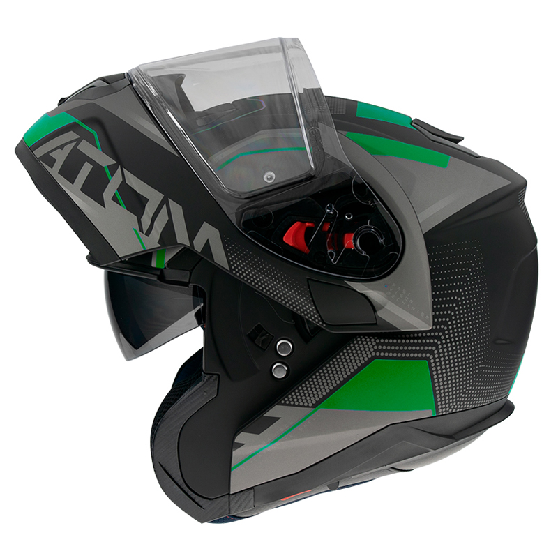 MT Atom SV Flip Front Helmet Quak Matte Black/Fluro Green