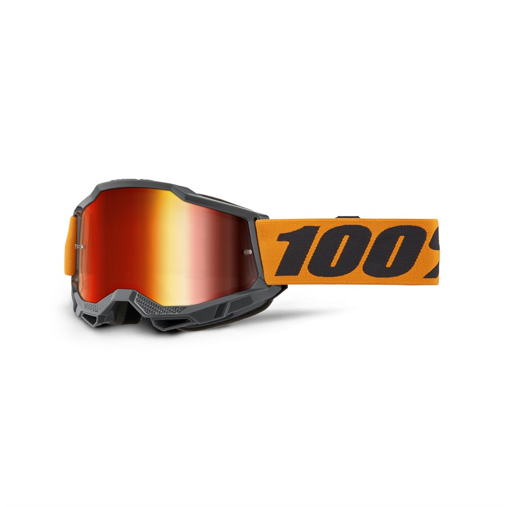 100% Accuri 2 Motocross Goggles Orange - Mirror Red Lens