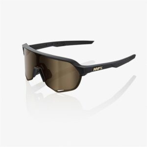 100% S2 Matte BlackSunglasses Soft Gold Mirror Lens - Image 1