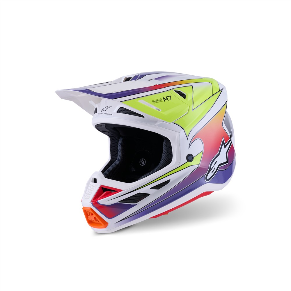 Alpinestars S-M7 Fuse Motocross Helmet White/Yellow Fluoro/Purple Gloss