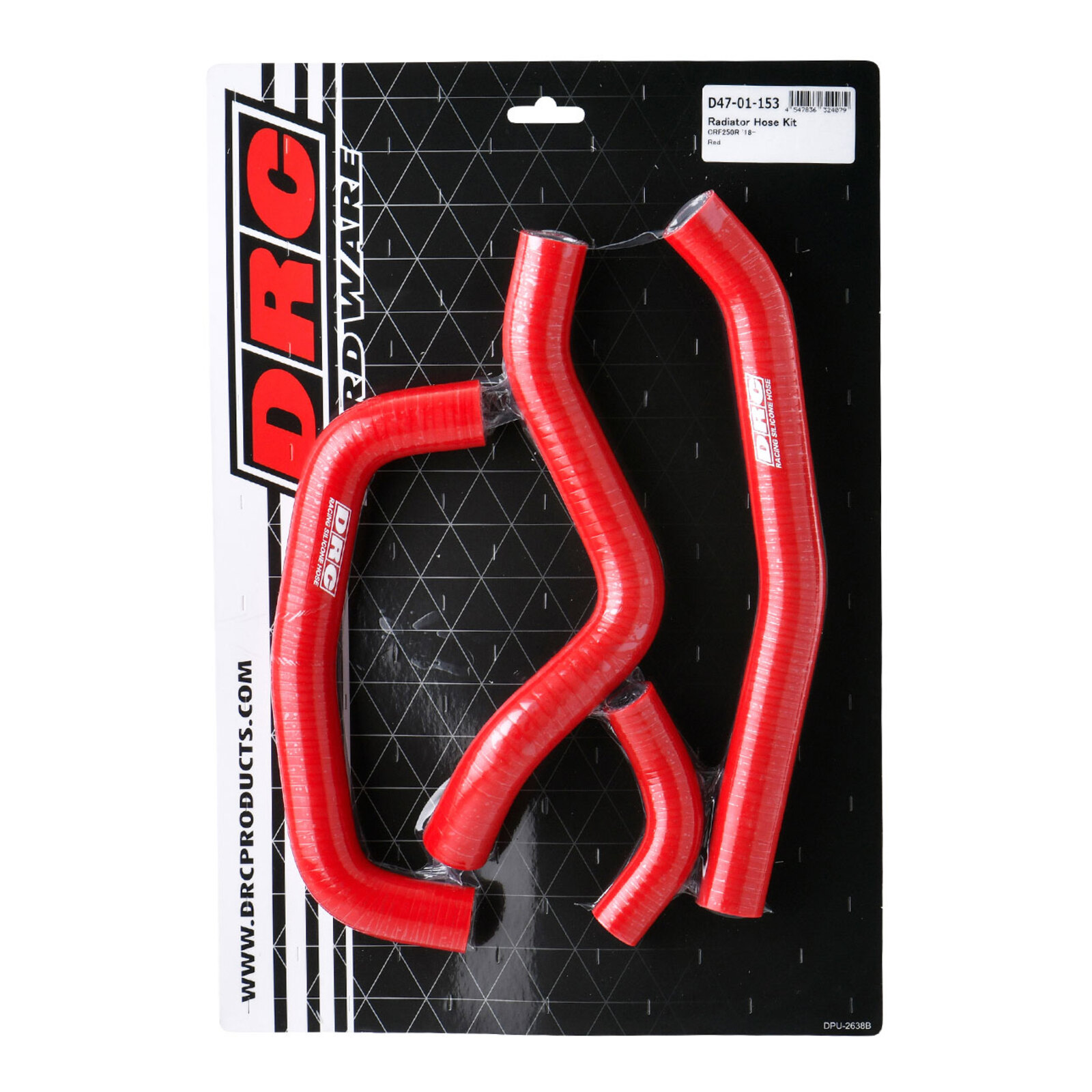DRC Silicone Radiator Hose Kit - Honda CRF250R (2018–2021) - Red - Image 1