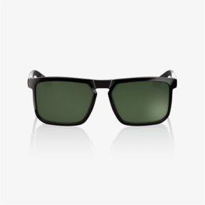 100% Renshaw Polished Black Sunglasses Grey/Green Lens - Image 2