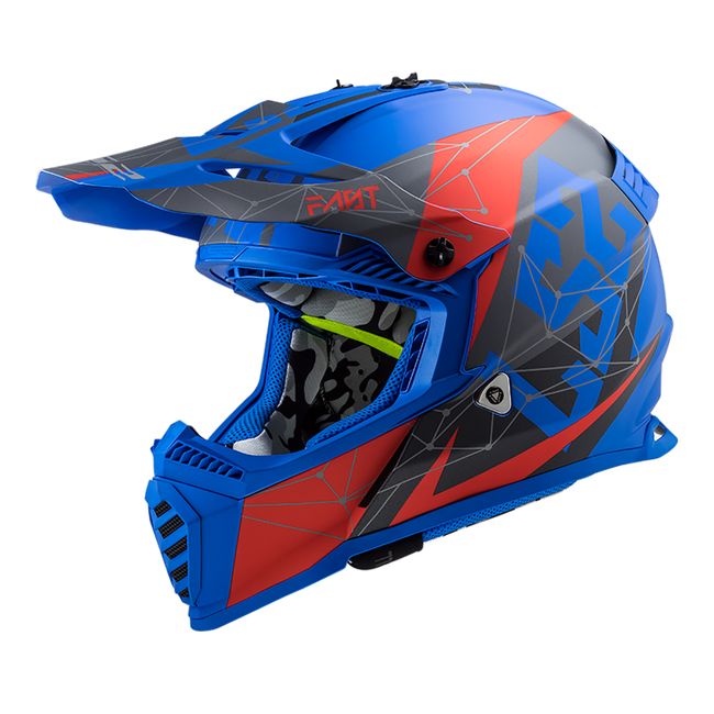 Motocross Helmet LS2 MX437 Fast Evo Alpha Matte Blue/Red