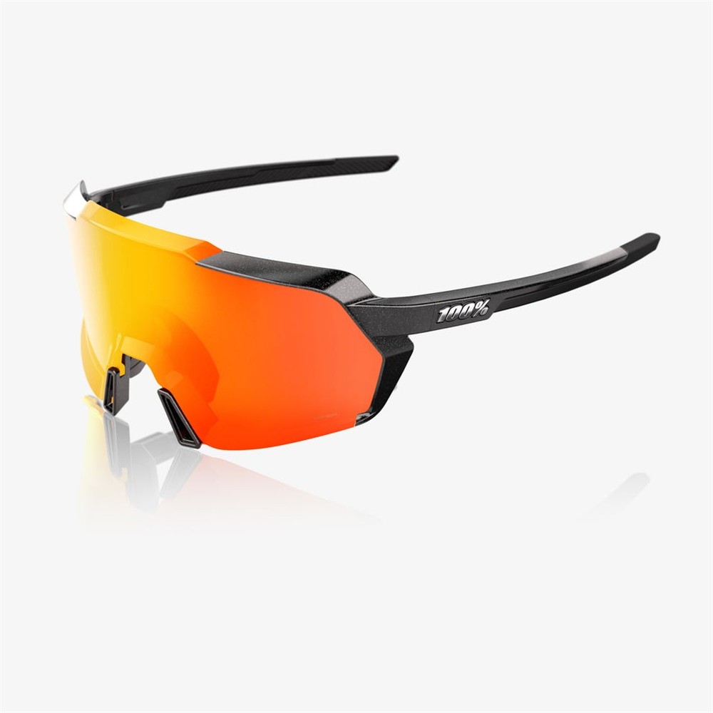 100% Korbin Gloss Metallic Black Sunglasses HiPER Red Mirror Lens