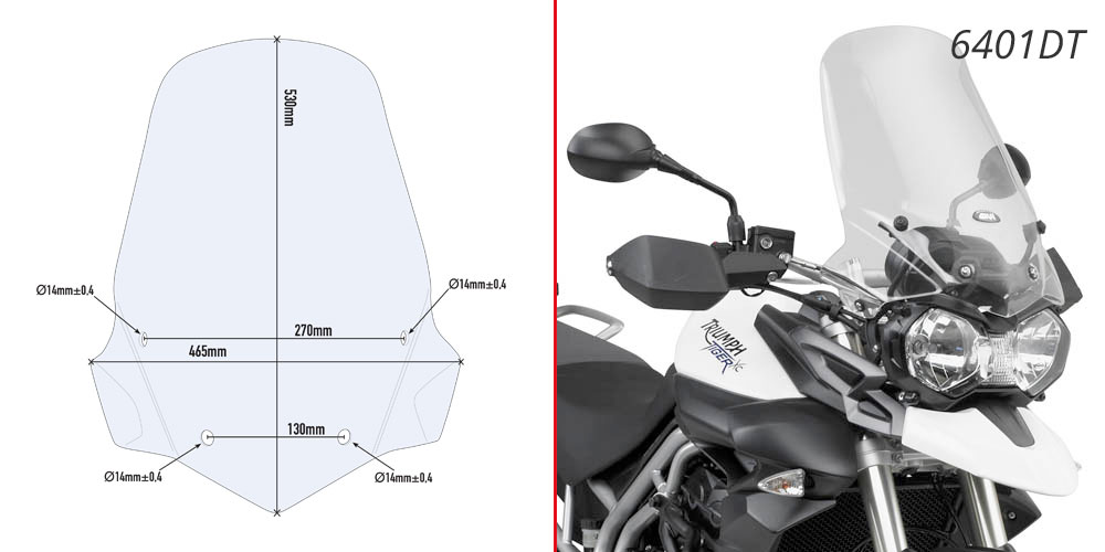 GIVI SCREEN TRIUMPH TIGER 800/XC/XR '11-17. 17cm TALLER